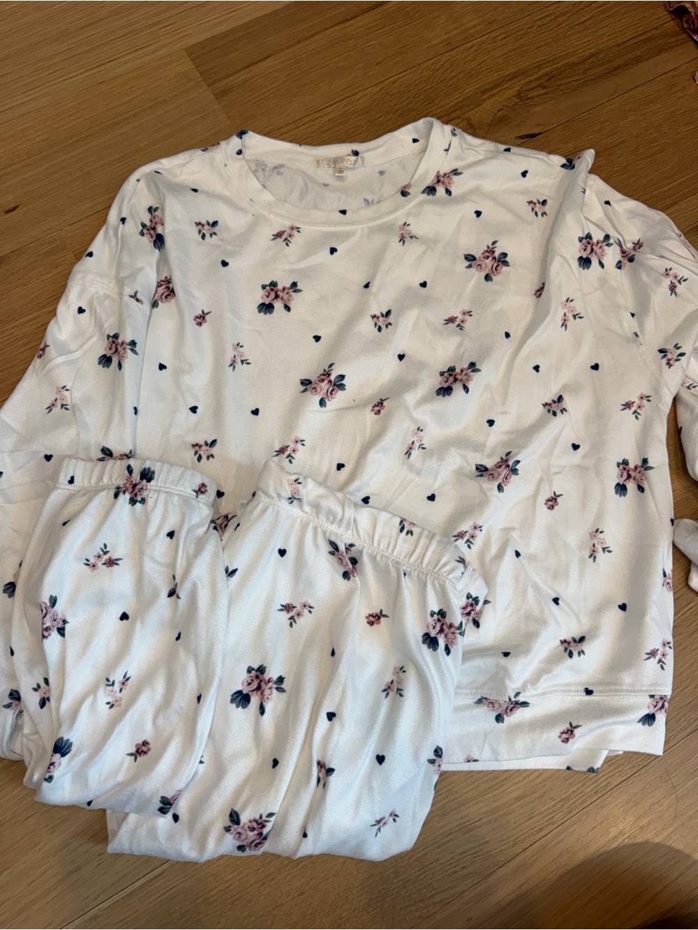 Z Supply White Floral & Navy Heart Pajama Set - Picture 2 of 2